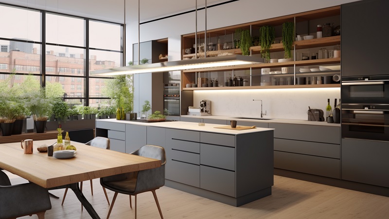 Eco-Friendly Elegance Dark Grey Cabinets in the Kitchen for Stylish and Sustainable Taste